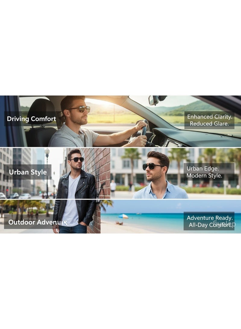 فنسنت نظارات شمسية رجالية أحدث طراز2026 - إطار واسع لتنحيف الوجه، نظارات شمسية نصف الحواف عالية الجودة مزودة بحماية من الأشعة فوق البنفسجية، مثالية للقيادة - Image 4